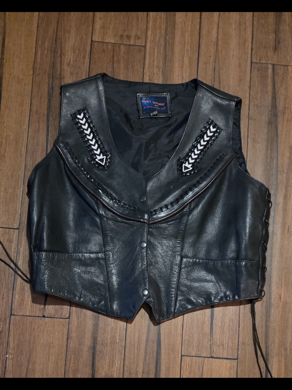 Vintage Black Leather Biker Jacket/Vest/Chaps